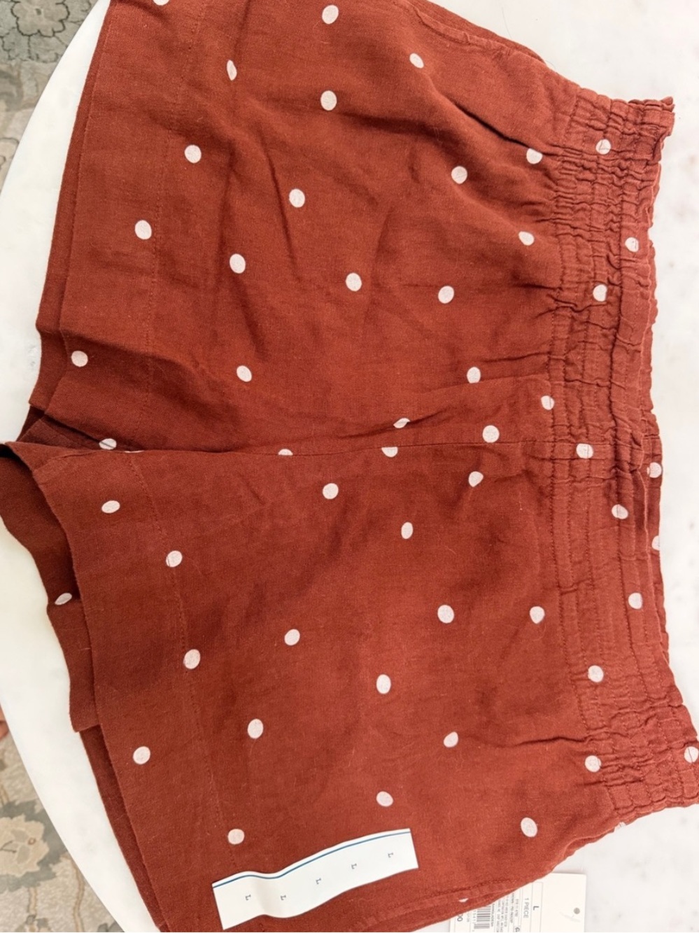 Women's Polka Dot Elastic Waist Shorts - Brown